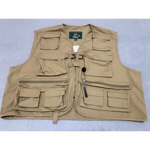 Orvis Mens XXL Khaki Tan Multi Pocket Fishing Utility Vest Gorpcore Cotton Blend
